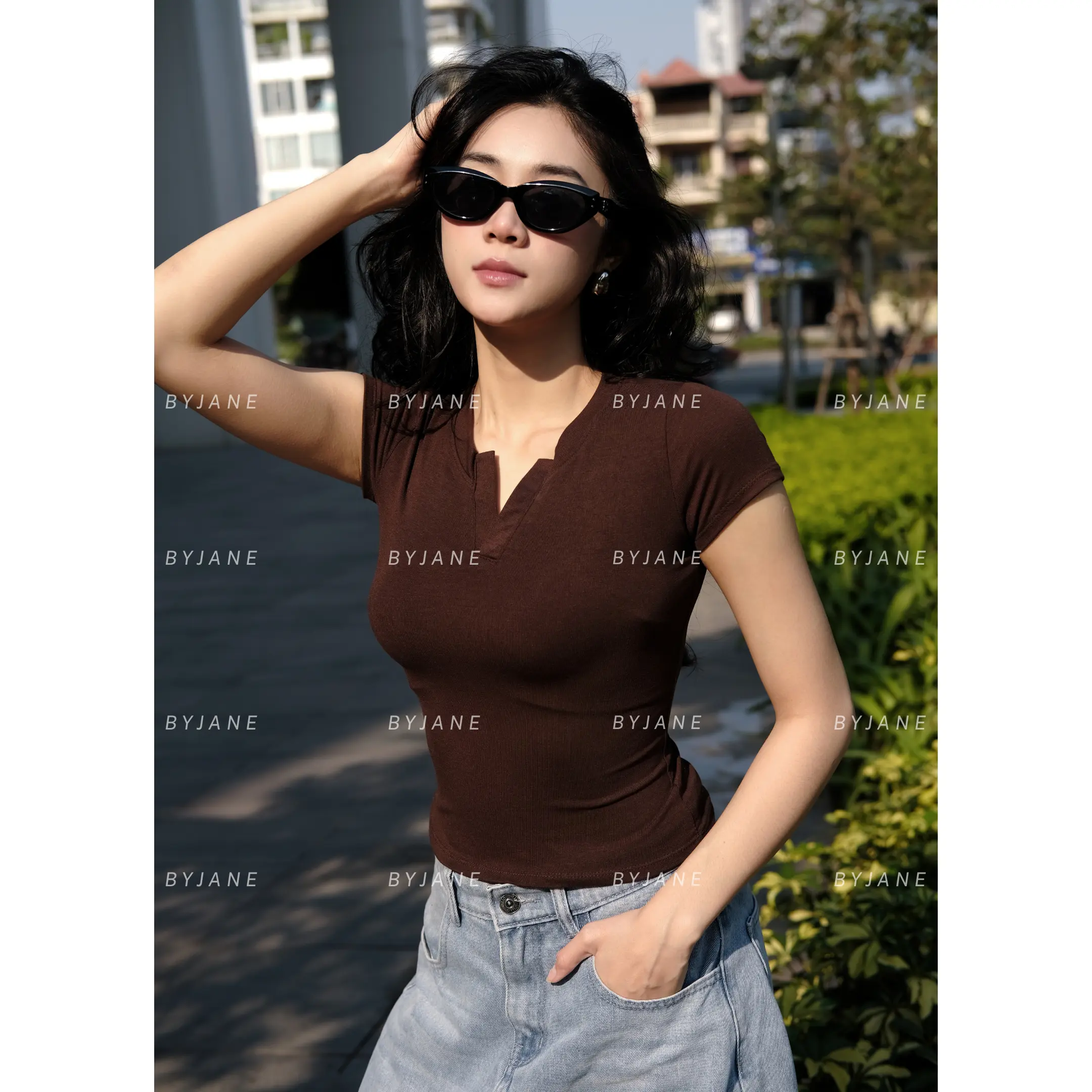 (MỞ BÁN) Áo Thun Cổ Trụ Tàu Ôm eo BYJANE-356 | BigBuy360 - bigbuy360.vn