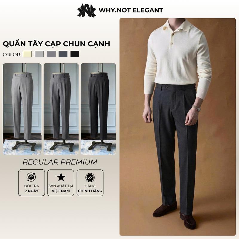   MỞ BÁN   BẢN CAO CẤP  Quần Âu Nam Cạp Chun Cạnh Quần Tây Nam Ống Đứng Quần Âu Baggy Cạp Cao Vải Cotton Hàn Cao Cấp Chống Nhăn Chính Hãng Made in Việt Nam 