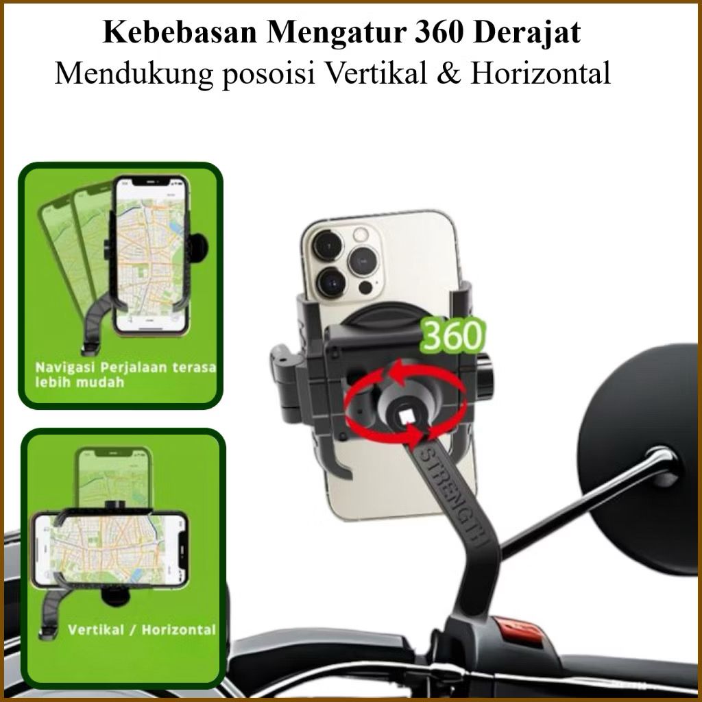 LUXE Holder Phone Spion Motor VANGO VA08 Dauble Lock Anti Maling 360°Rotari Holder Stand Dudukan HP Anti Jatuh