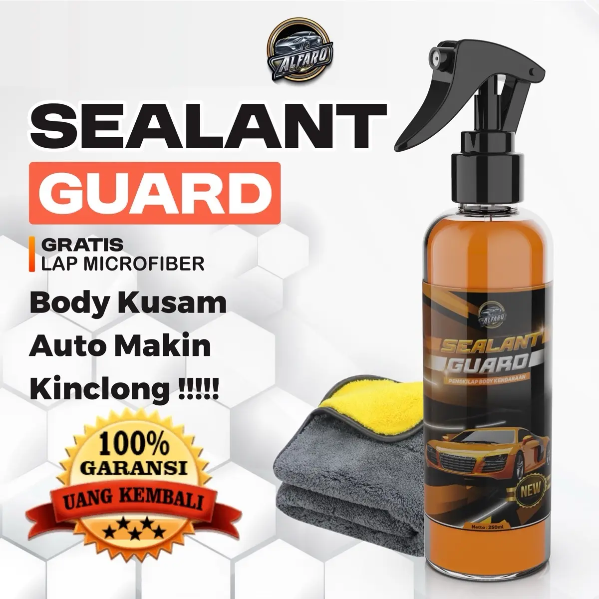 Alfaro Sealant Guard Pengkilap Body Motor dan Mobil Efek Daun Talas Car Kain