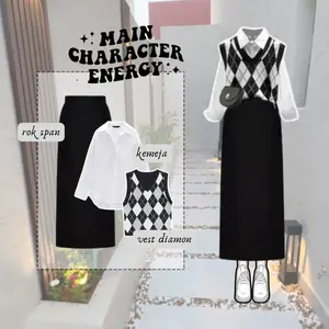 SGC- set kekinian outfit kekinian korean style | rok span | Outer | jilbab oneset remaja terbaru atasan bawahan setelan ootd EY-122