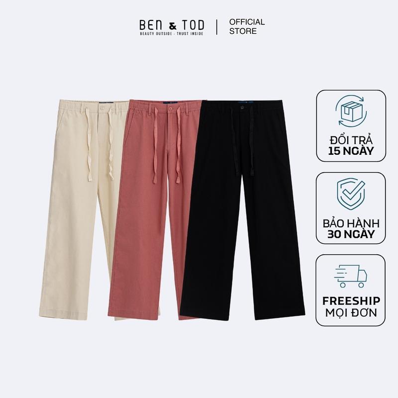 Quần jogger nam Linen form RELAX RE2250BD127 BEN & TOD thoáng mát lưng chun co giãn trẻ trung nam tính cao cấp Sport