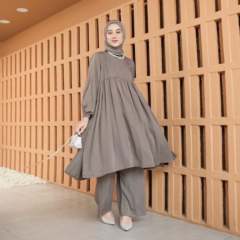 PROUDYHIJAB - Noora Setcel Setelan Celana Wanita Atasan Bawahan Busui Friendly 1