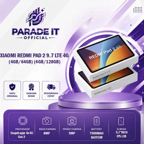[ PROMO ] XIAOMI REDMI PAD 2 9.7 LTE ( 4GB / 128GB ) | SNAPDRAGON 6S GEN 2 | 8MP MAIN CAMERA | 7600MAH BATTERY | 9.7" INCH IPS LCD 120Hz