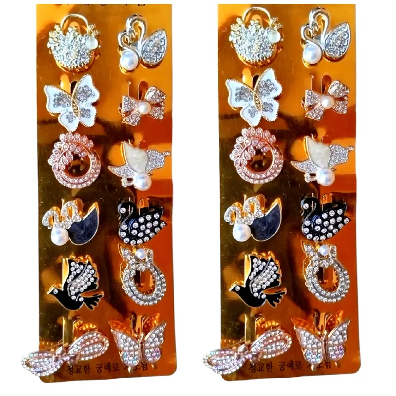 15 pcs BROS MIDI 2-3cm Campur Motif Beda Semua Bross Pin Peniti Hijab Random Mix Model Motif Silver Gold Penjepit 0