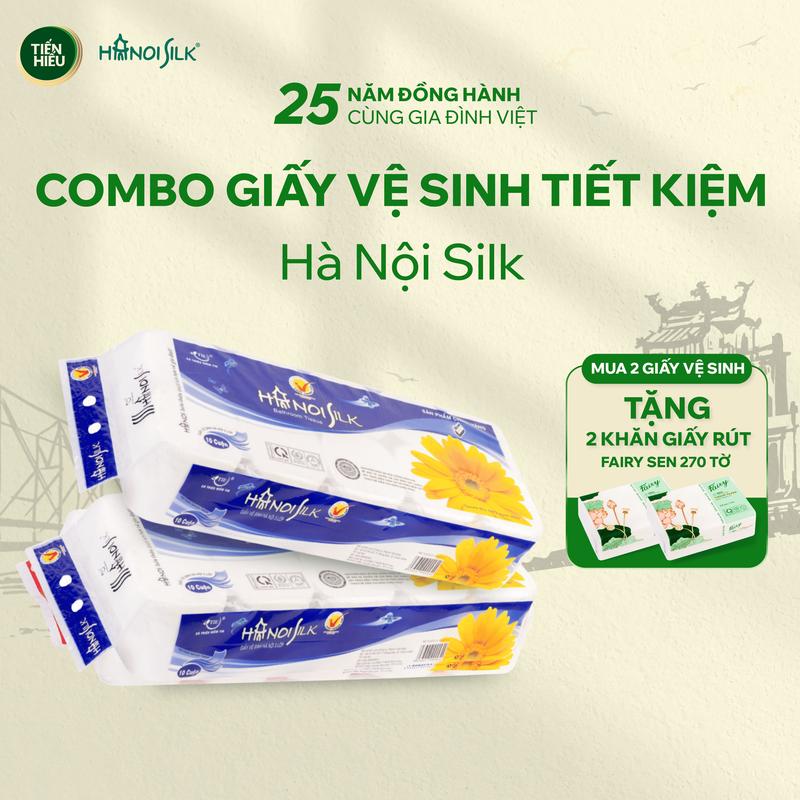   Mua 2 tặng 2  Giấy Vệ Sinh Hà Nội Silk Tiết Kiệm 3 Lớp Đỏ Có Lõi Xanh Không Lõi Tặng Giấy Rút FAIRY SEN 270 tờ 