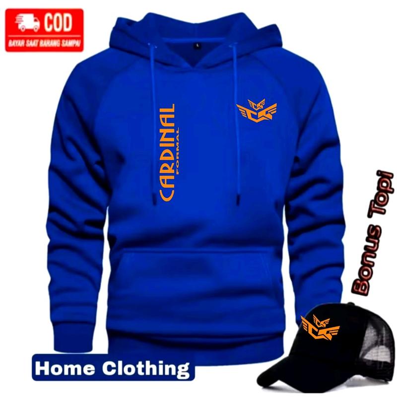 BONUS TOPI Terbaru !  Jaket Hoodie  Pria Wanita Terbaru - Hoodie Distro Pria Free Topi    Terbaru Print Oren 100% Cotton Fleece ( Bahan Tebal ) - Premium Quality Casual Lembut Nyaman 4