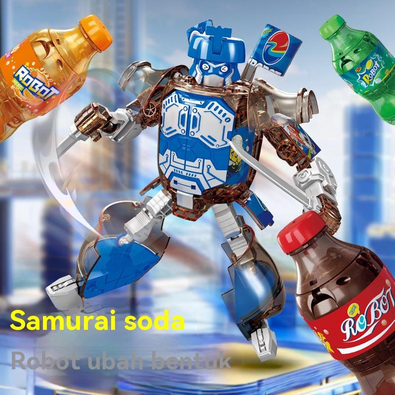 Mainan Transforming, Cola Mecha, Botol Soda Robot Aksi Samurai ...