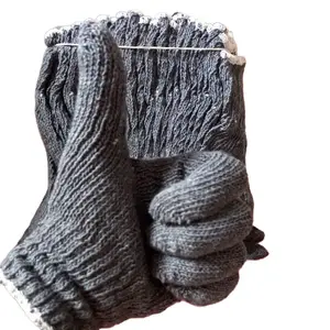 BULDOSER 12 Pasang- Sarung Tangan Kain Abu Abu/Sarung Tangan Kerja/Pelindung kerja Merah Plastik abu Putih