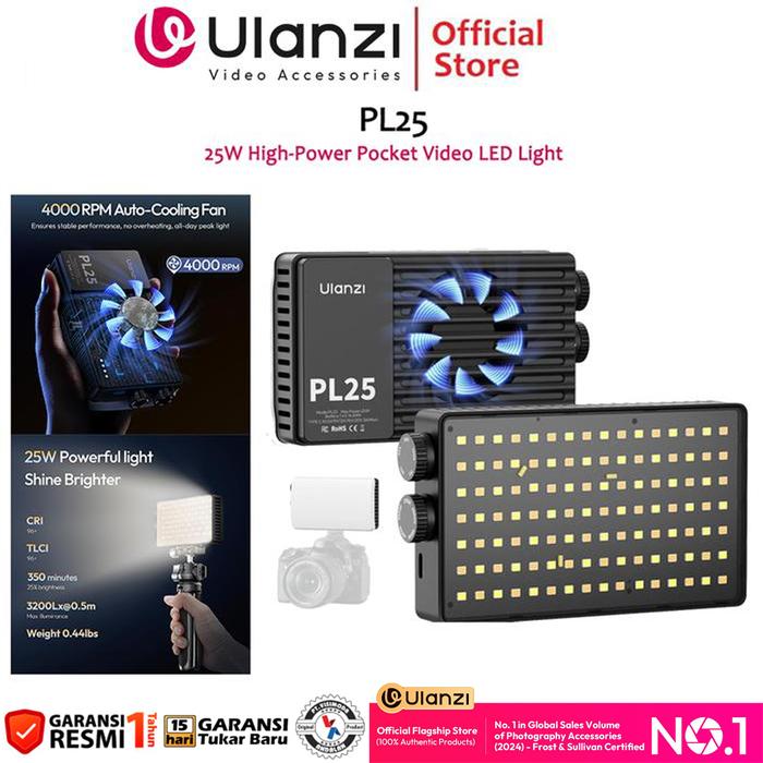 Gambar Ulanzi PL25 High-Power Portable LED Video Light Bi-Color 2700K-6500K  CRI≥96 dari Ulanzi Indonesia Kota Tangerang Tokopedia