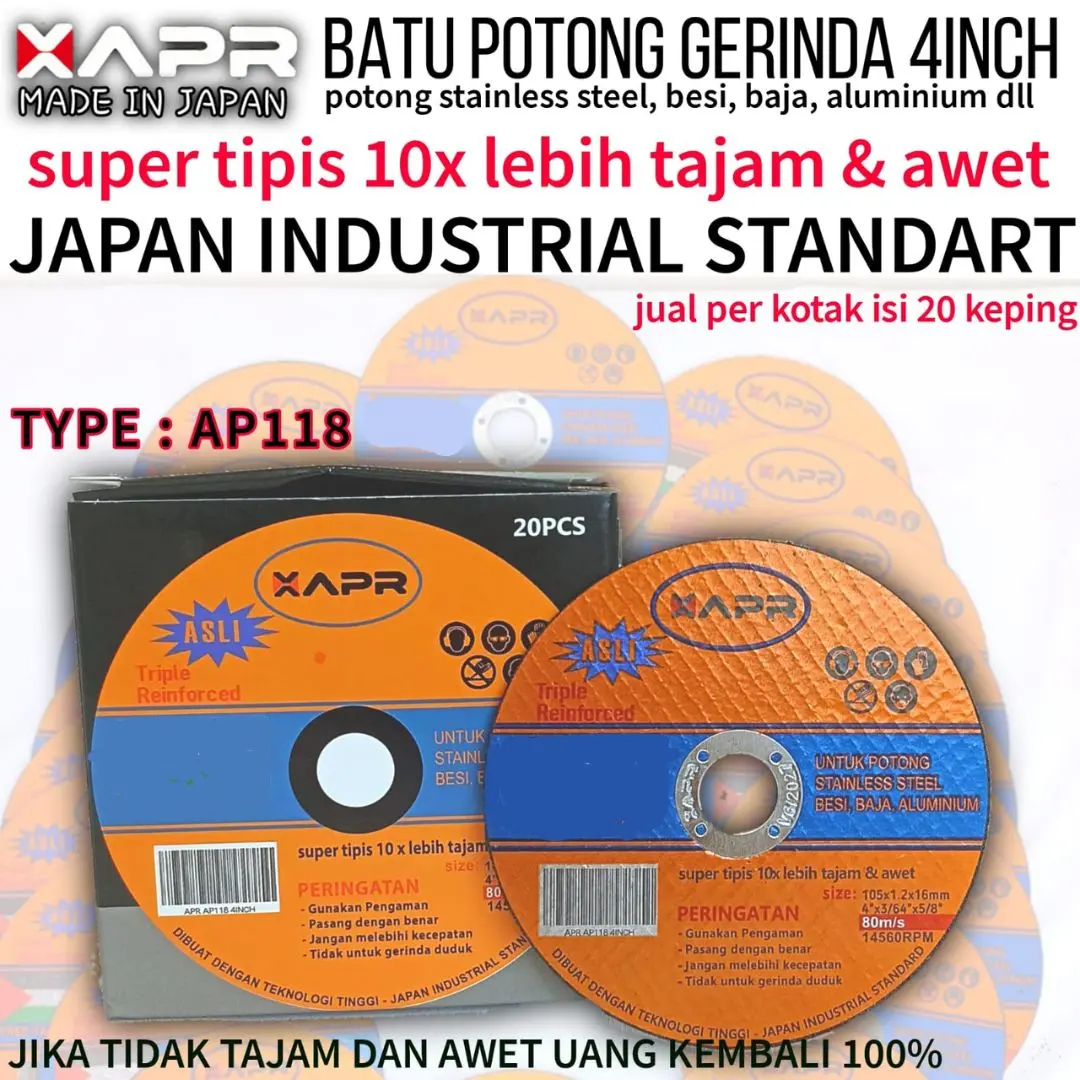 BATU POTONG GERINDA 4INCH APR AP118 MATA POTONG BESI STAINLESS BAJA ALUMINUM WD