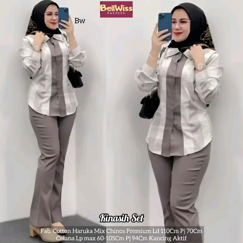 KINASIH ONESET SETELAN  WANITA BAHAN KAOS ASTER PREMIUM MOTIF KOTAK 2