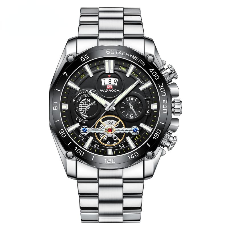 Jam Tangan Pria Anti Air Original Anti Karat Luxury Bercahaya Kalender Multifungsi Quartz Watch Men Berliku Otomatis  VA-2421 5