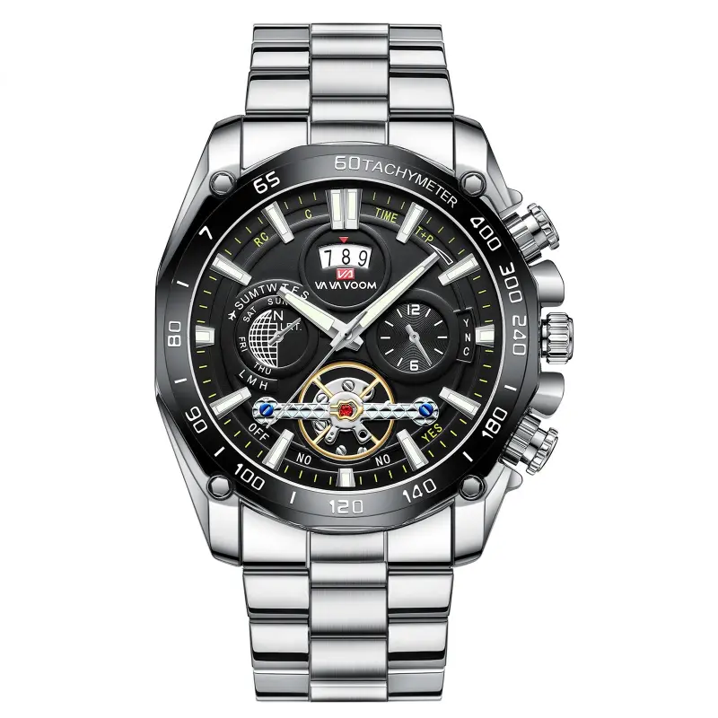Jam Tangan Pria Anti Air Original Anti Karat Luxury Bercahaya Kalender Multifungsi Quartz Watch Men Berliku Otomatis  VA-2421 5