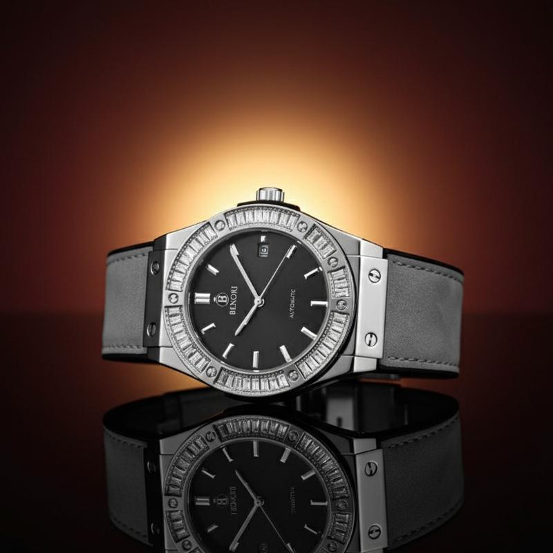 BENORI 1 Đồng hồ cơ nam automatic chính hãng Benori B05 dây silicon thời trang đeo tay cao cấp đẹp chống nước sang trọng bảo hành 24 tháng đính đá sang trọng