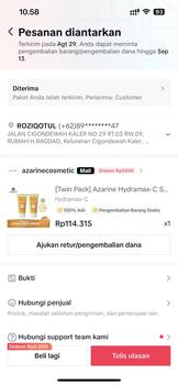 Product Review of [Twin Pack] Azarine Hydramax-C Sunscreen Serum SPF50 PA++++ 40ml Acid Hyaluronic Facial  Berminyak  Wajah  Sunblock from R**i M**h 2
