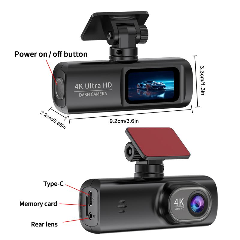 Product Introduction of HD 4K dual lens driving recorder black box driving recorder car DVR 1080P rear camera built-in WiFi GPS 24-hour parking monitor Includes 128GB TF 42
