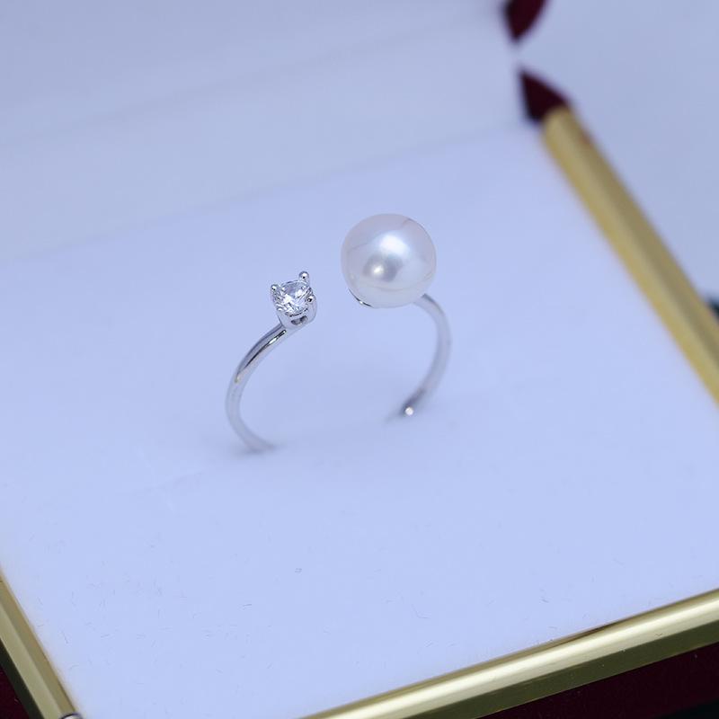 Product Introduction of Freshwater pearl 7-8mm round white strong light almost flawless S925 silver princess style ring simple style design 2