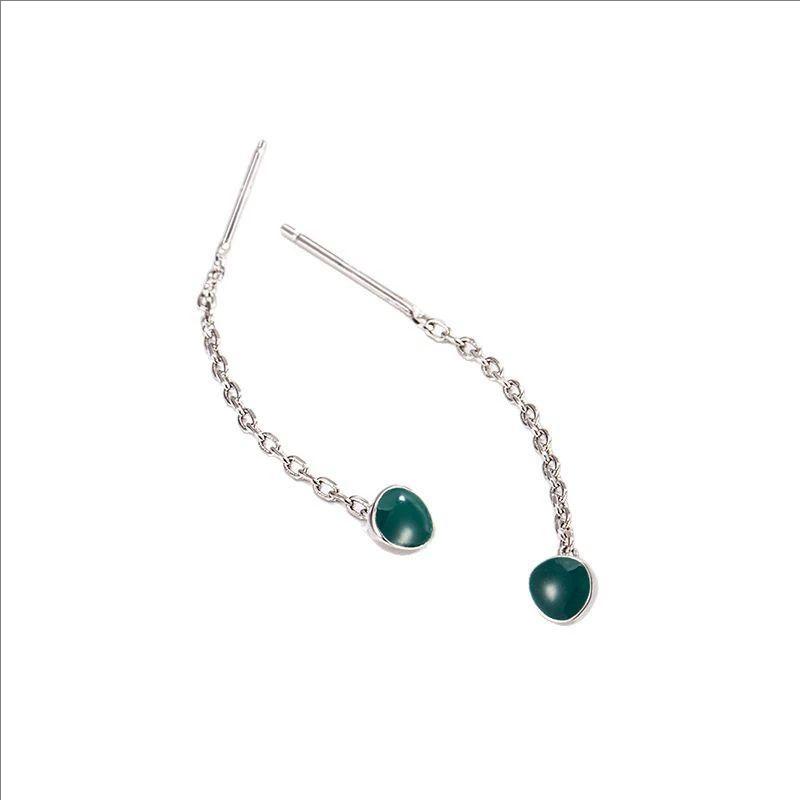 Product Introduction of Fresh and sweet niche design avocado green ear wire enamel drip glaze niche simple female ear jewelry 3