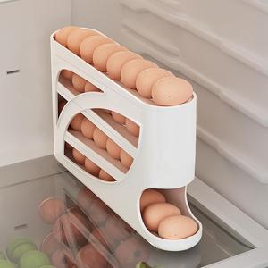 Estante automático para huevos de gran capacidad, contiene 28 huevos, organizador de puerta lateral del refrigerador para ahorrar espacio, solución de almacenamiento para cocina