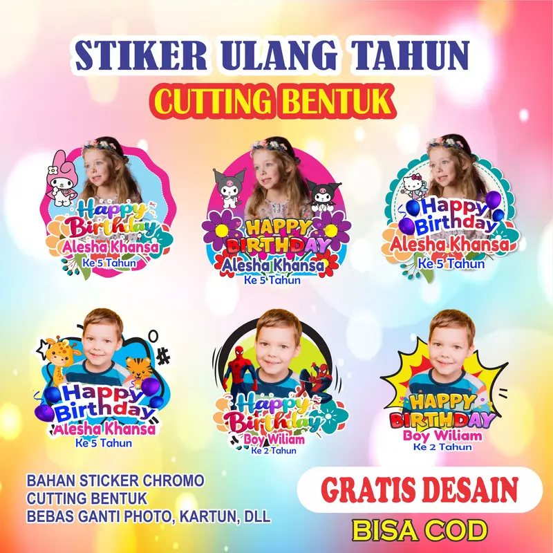 STIKER ULANG TAHUN (CUSTOM) cetak Bentuk 0