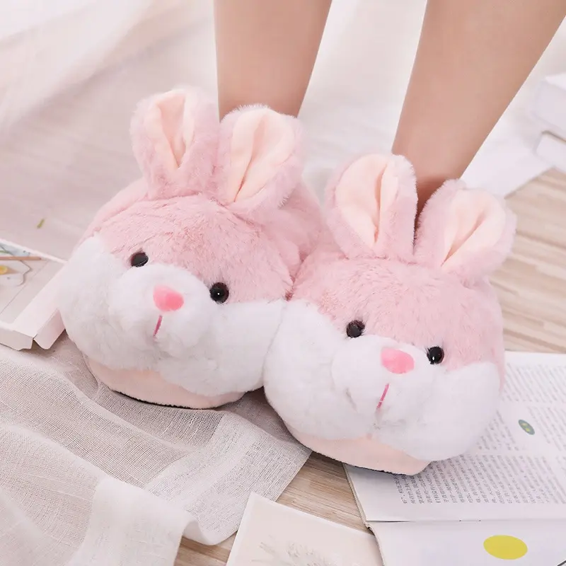 Cartoon Plush Slippers Rabbit  Indoor Slippers Animal Rabbit Cotton Slippers Winter Warm Home Slippers