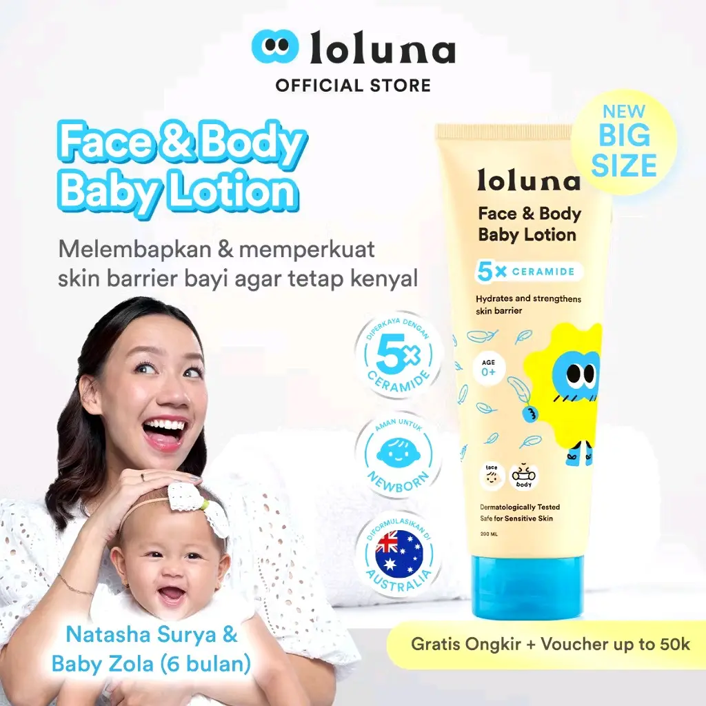 LOLUNA FACE AND BODY BABY LOTION 80ML - 200ML