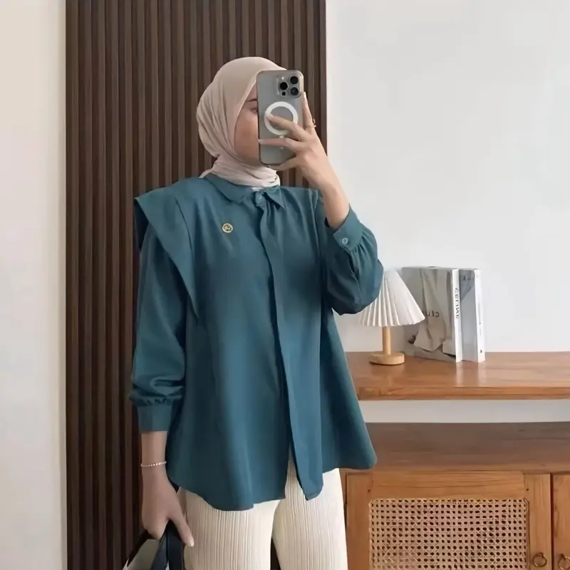 ANDINI BLOUSE SHAKILA ATASAN WANITA TERBARU (FREE BROS) kemeja  polos atasan wanita kekinian baju kerja wanita viral Basic Tangan  Panjang