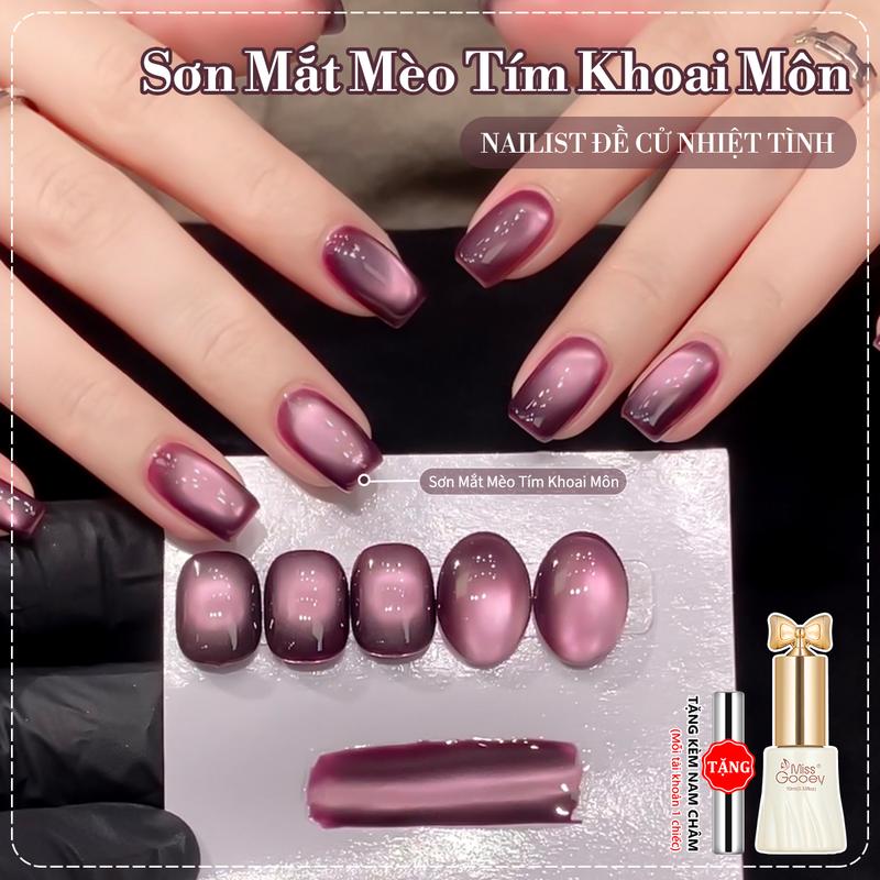 Sơn gel mắt mèo nam châm tím khoai môn mới về hiệu ứng ngọc trai thủy tinh & bóng nước sơn gel làm trắng móng tay UV LED trong suốt dễ tẩy bền lâu cho bộ móng đẹp