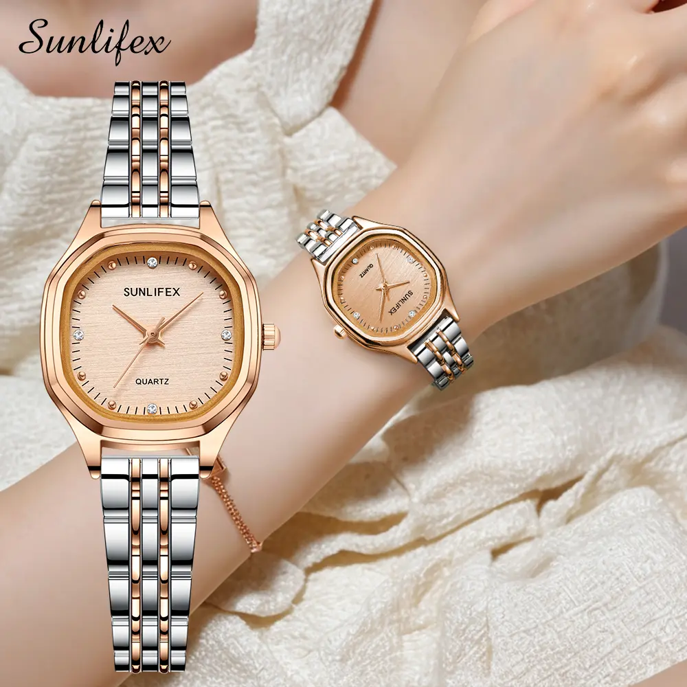 【003Harga telah diganti, cepat beli】Sunlifex Jam Tangan Wanita Kecil Elegan Simpel Analog Korea Jam Tangan Cewek Original Watches SL6015