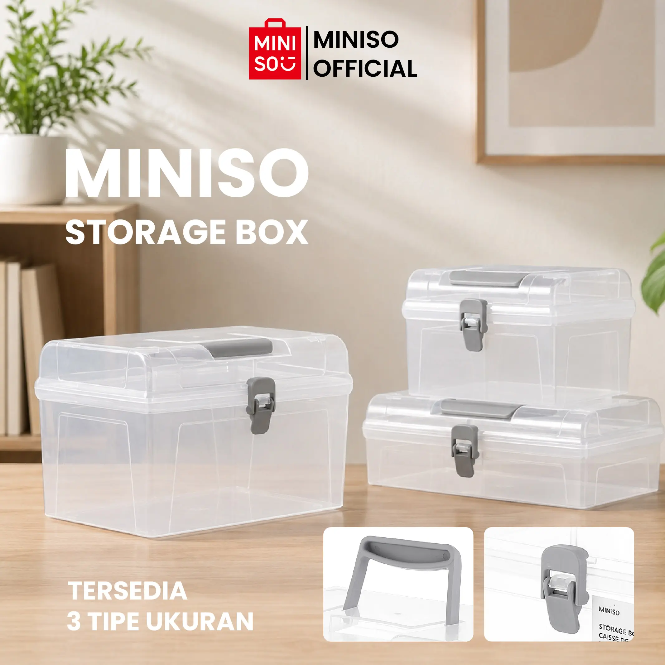 [TT Viral] MINISO 3 types serbaguna Penyimpanan storage box container Dengan Tutup kotak penyimpanan