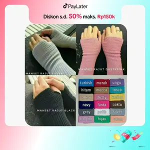 RRM - handsock rajut jempol /manset jempol wanita/ panjang 35-40cm/manset rajut wanita hitam muslim Manset Tangan deker kaos handsock premium