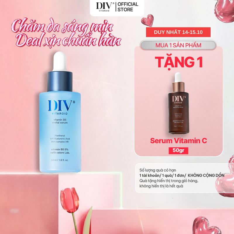 Serum Vitamin B5 Hỗ Trợ Dưỡng Ẩm Và Giúp Cải Thiện Độ Đàn Hồi Cho Da Với 5% Panthenol DIV 50ml