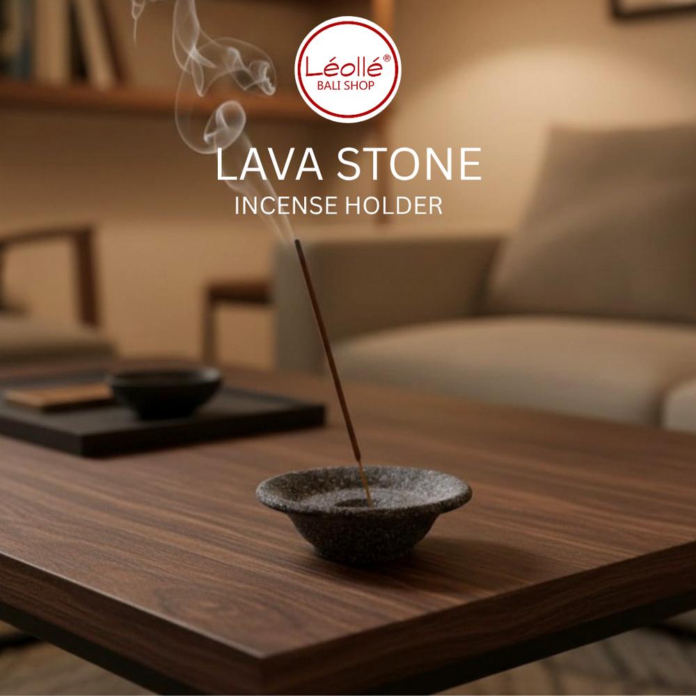 Leolle Bali Tempat Dudukan Dupa Stick Aromaterapi Batu Lava | Holder Dupa Bhukur Natural Stone | Dekorasi Meja Meditasi & Yoga Aesthetic | Kerajinan Batu Alam Khas Bali | Souvenir Premium | Minimalist
