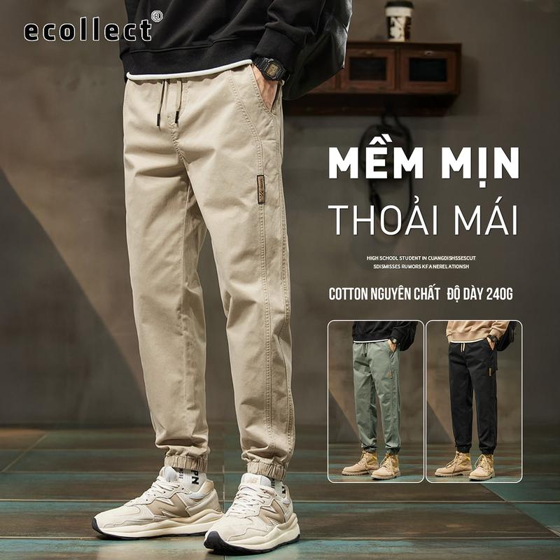 Quần jogger kaki nam ECOLLECT QD28 form rộng harem bo gấu co giãn 240g – phong cách trẻ trung dễ phối đồ