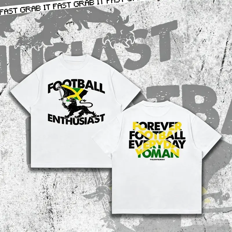 Raggae Packaging S-3XL Kaos Bola Streetwear Gaya Reggae YOMAN, Desain Singa & Tulisan ...