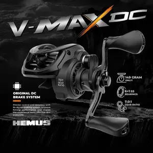 Exclusive Sale Hemus V Max Dc Reel Pancing Baitcasting Bc Buzzer Digital Control System Rasio Gigi 7.0:1 Bahan Serat Karbon  Bunyi Zing Terlaris