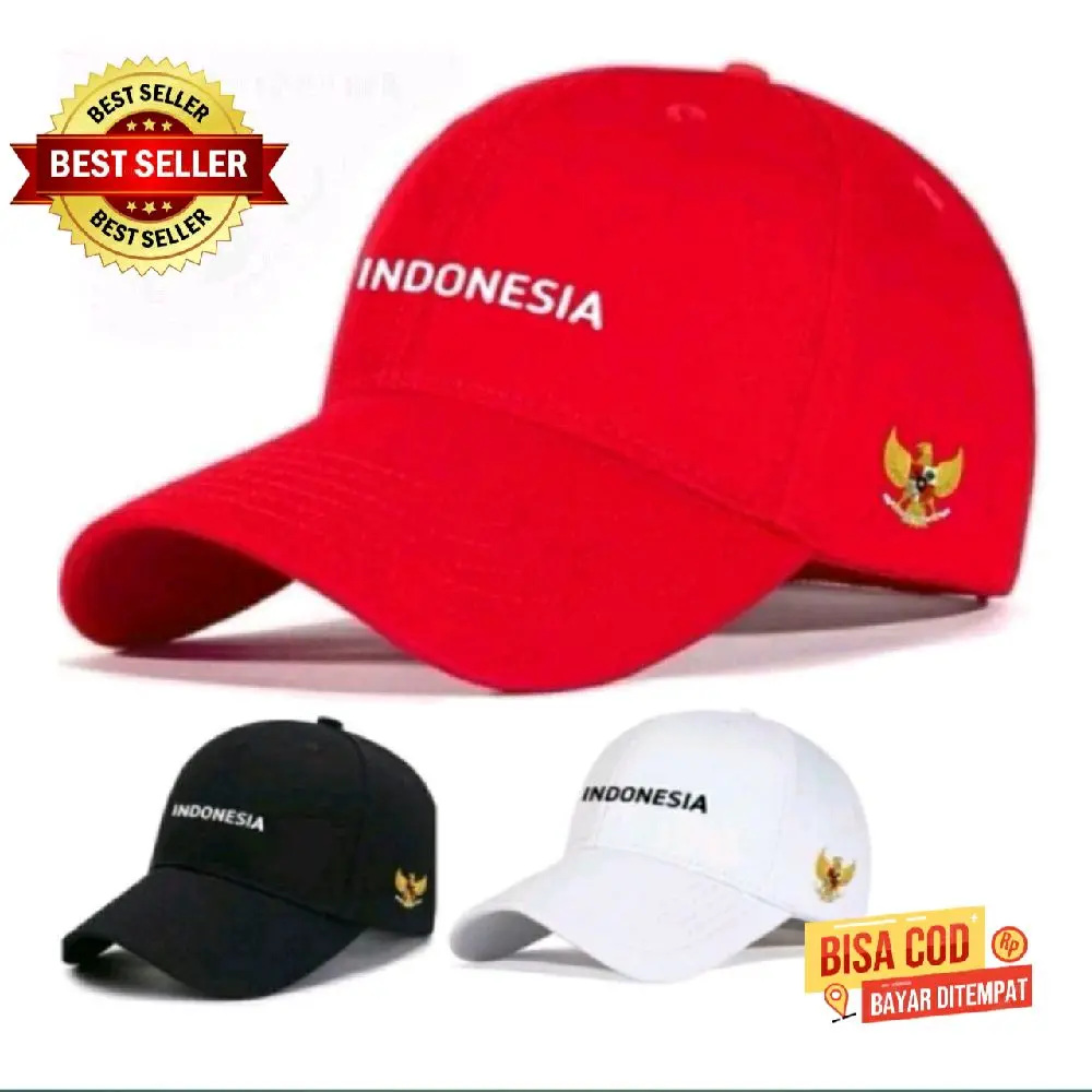 TOPI Bordir Indonesia. Topi Baseball Garuda Merah Putih. Topi Pria Dan Wanita