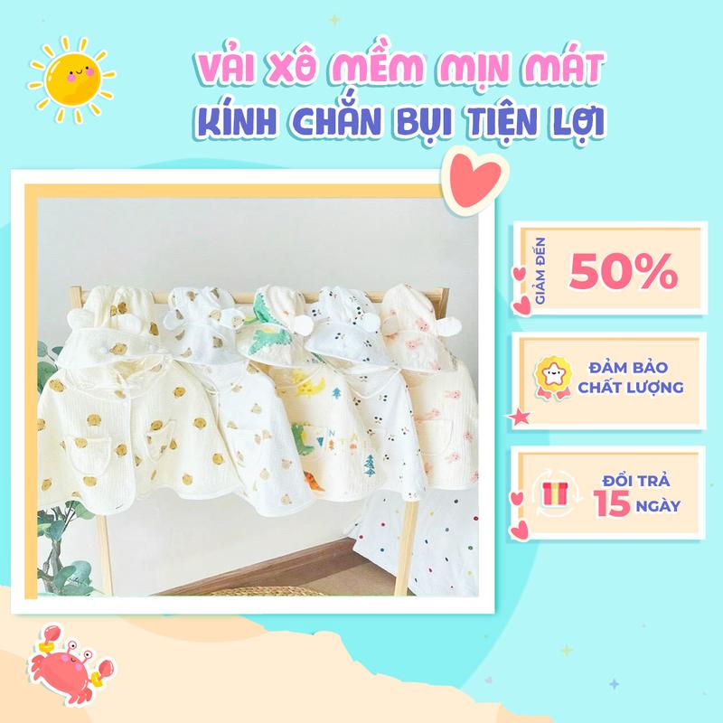 Áo Choàng Chống Nắng Cho Bé BAFABY Khoác Nắng Xô Muslin Có Kính Chắn Gió Cho Bé Trai Bé Gái - 397
