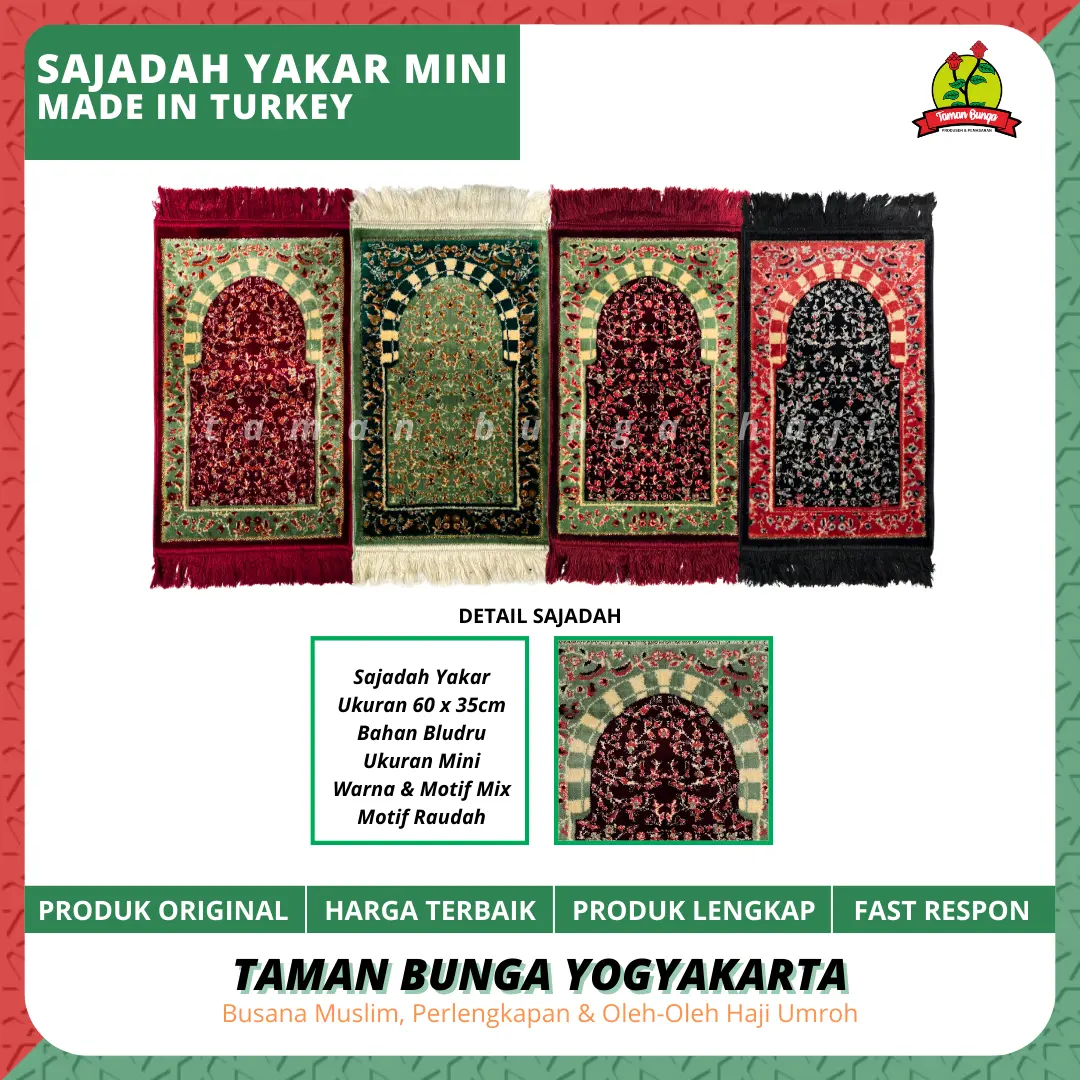SAJADAH YAKAR MINI 35cm x 60cm Motif Muslim Turki