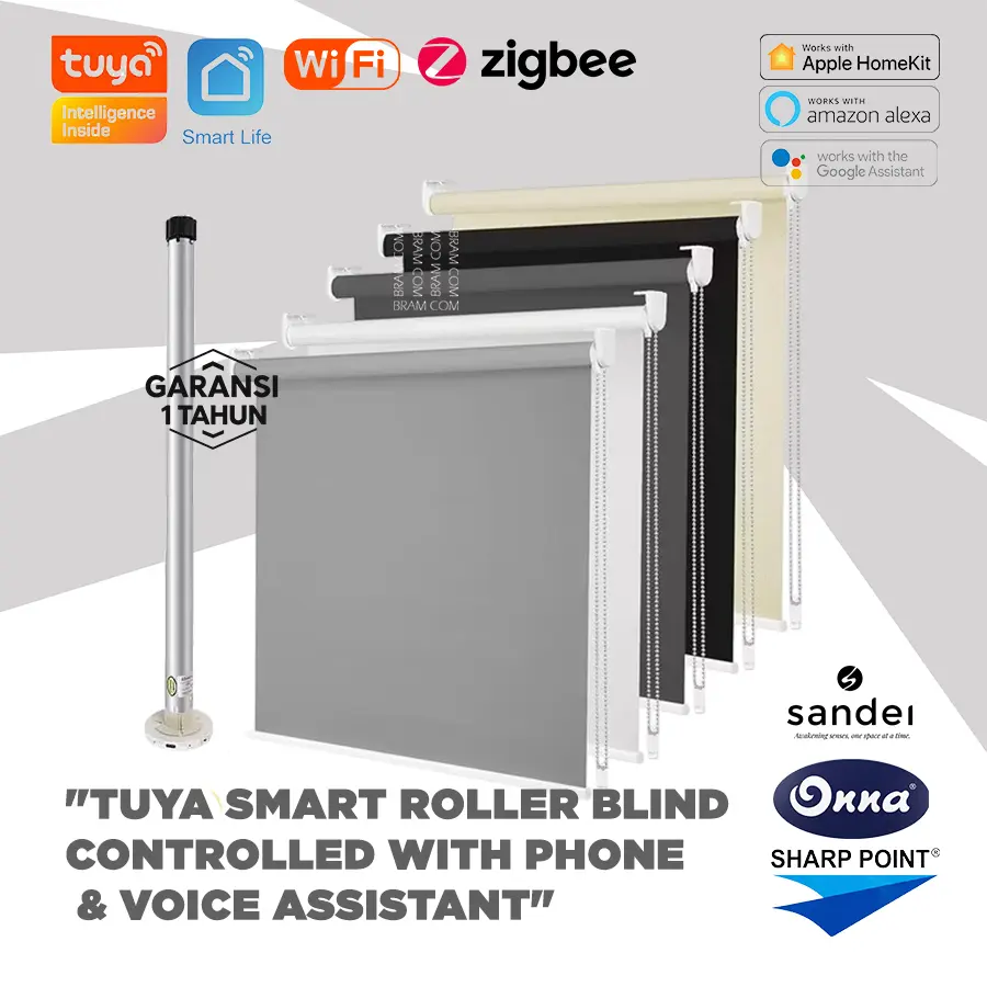 ZEMISMART Tirai Gulung Tubular Motor Smart Roller Blind Motor Blind Onna Smart Point Sandei