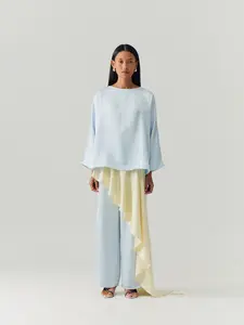 NASL by Nagita Slavina Blue Silk Longsleeve Set