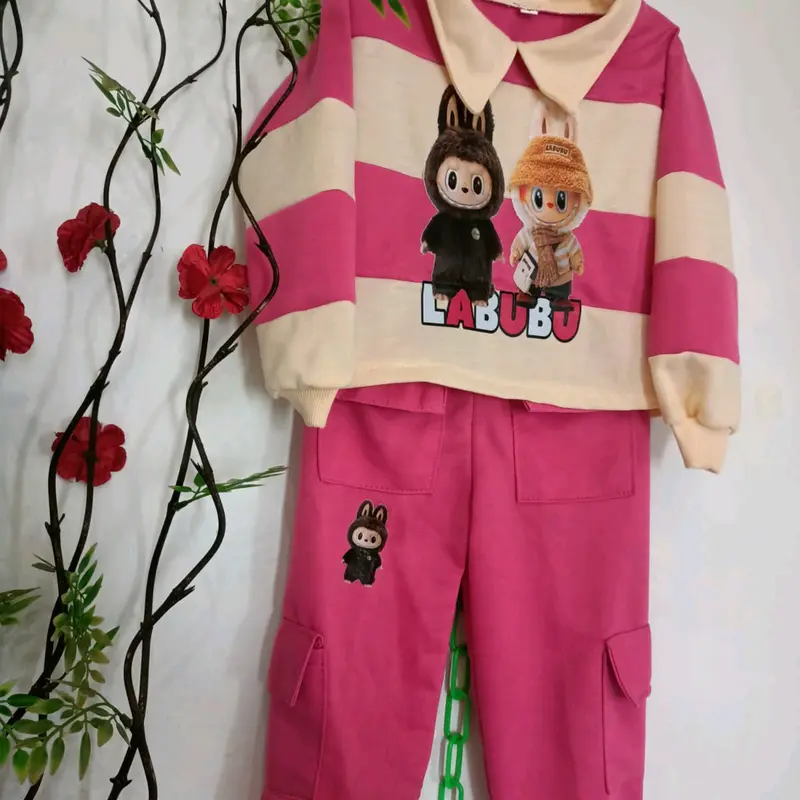 Setelan Pakaian Anak Celana cargo Baju Perempuan Kargo Salur DTF Sablon, Usia 3-10 Tahun - Fashion 2
