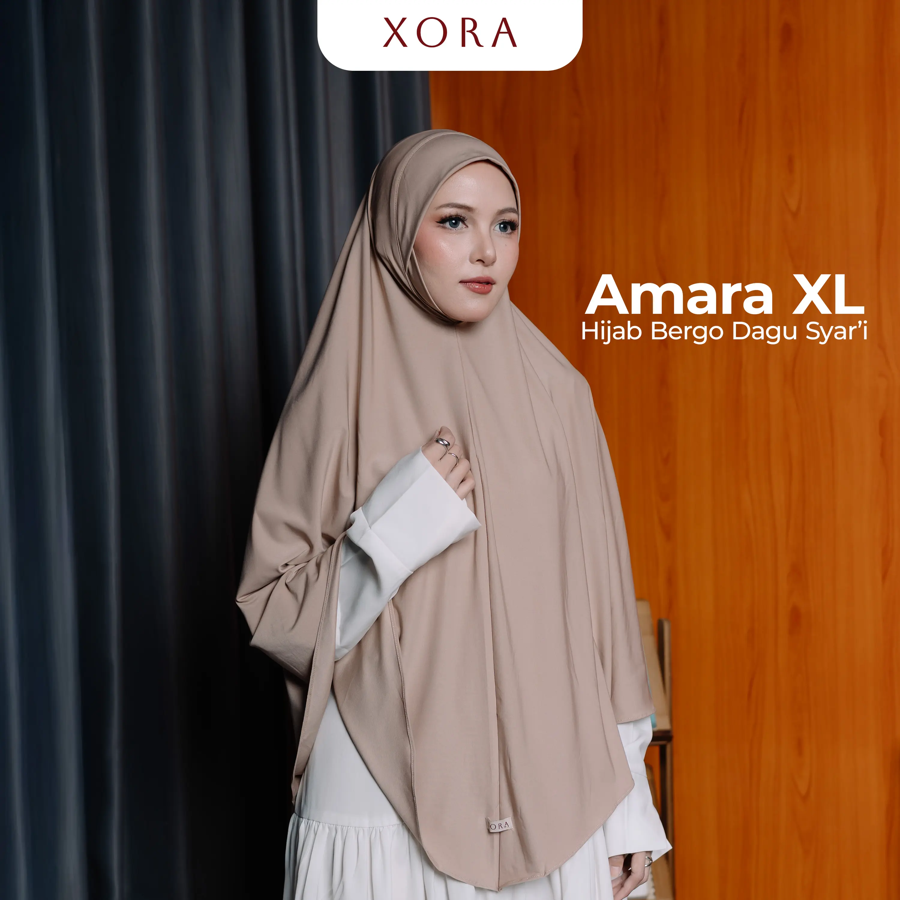 (Xora) Amara Hijab Dagu Size XL - Kerudung Bergo Instan Wanita Syari
