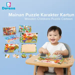 Dovana Mainan Puzzle Kayu Anak Karakter Kartun Hewan Kids Wooden Jigsaw Puzzle Cartoon Mainan Edukasi Anak Toys Games Princess World