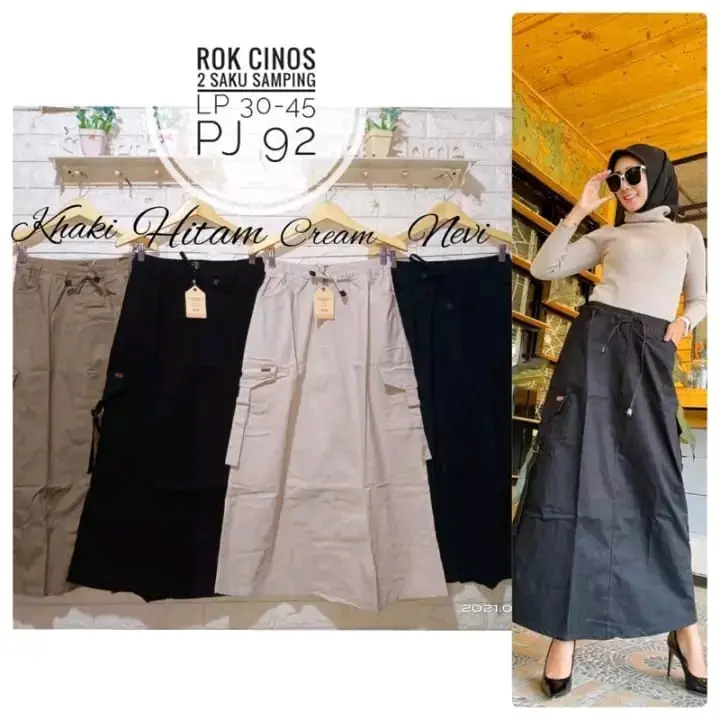 Rok Cargo Panjang Jumbo Korean Style Karet Nyaman Melar 1