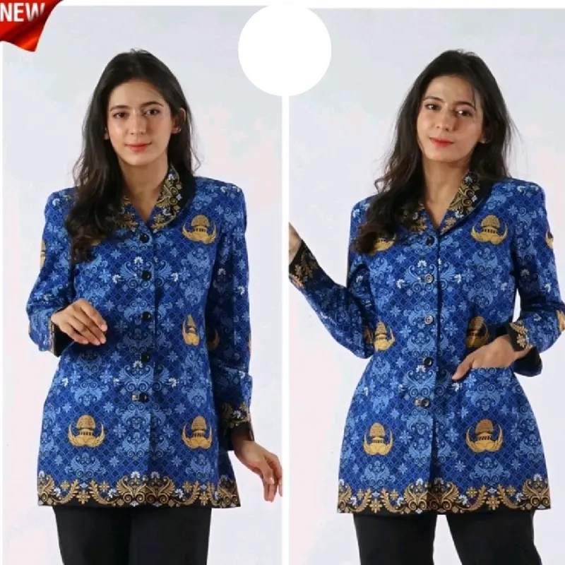 baju korpri wanita terbaru 2025 kerah hitam ( bulat blus ) full furing // Cewek Katun Muslim  Atasan Panjang 2