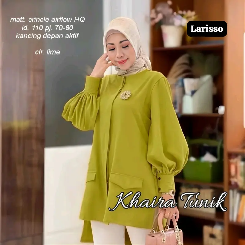 Tunik wanita crinkle airflow HQ kancing aktif / Khaira tunik 1