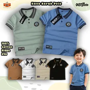 DEEPKIDS Baju Kaos Polo Kerah Anak Laki Laki Umur Bahan Cotton CVC 24s Premium Untuk Anak Usia 1 2 3 4 5 6 7 8 9 10 11 12 Tahun