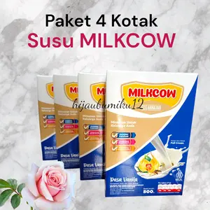 Paket Susu Milkcow 4 Kotak 500 Gram Bonus Origami - Susu Sapi Bubuk Fullcream Anak Dewasa Dairy Minuman tinggi protein